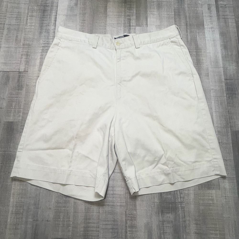 Vintage Polo Ralph Lauren Shorts Mens 35 Beige Flat Front  Made In USA